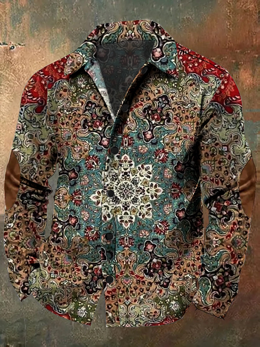 Langärmliges Herren-Hemd mit Retro-Kunstdruck