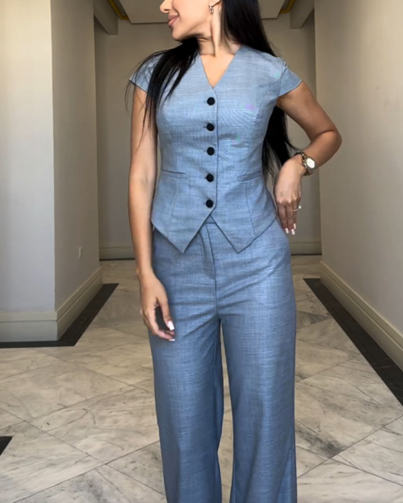 Laura™ Leinen-Blusen- und Hosen-Set