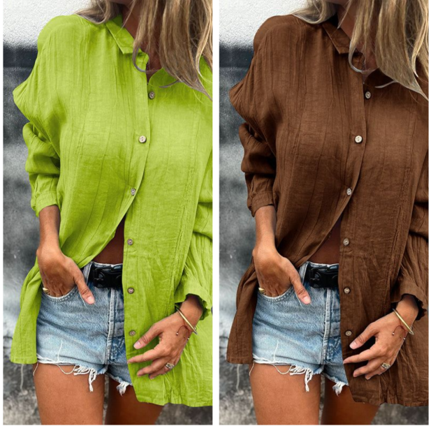 💖Zeitlich begrenzter Ausverkauf – 50 % Rabatt💖Übergroßes Button-Down-Hemd aus Leinen für Damen