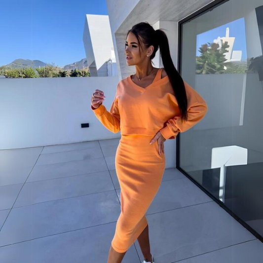 Andrine™ Lässiges Sweatshirt- und Kleider-Set