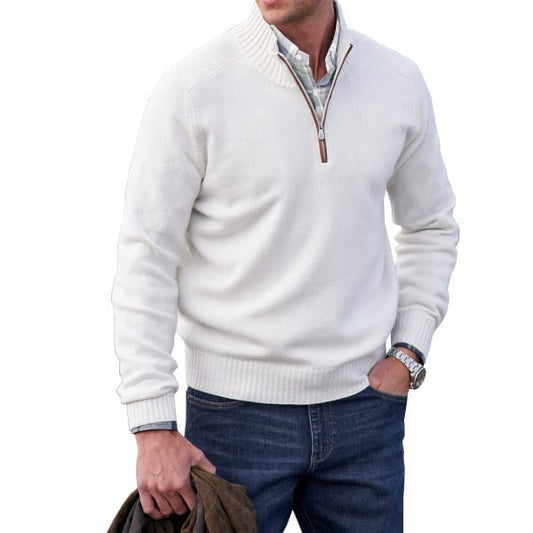 Herren-Kaschmir-Reißverschluss-Basic-Pullover
