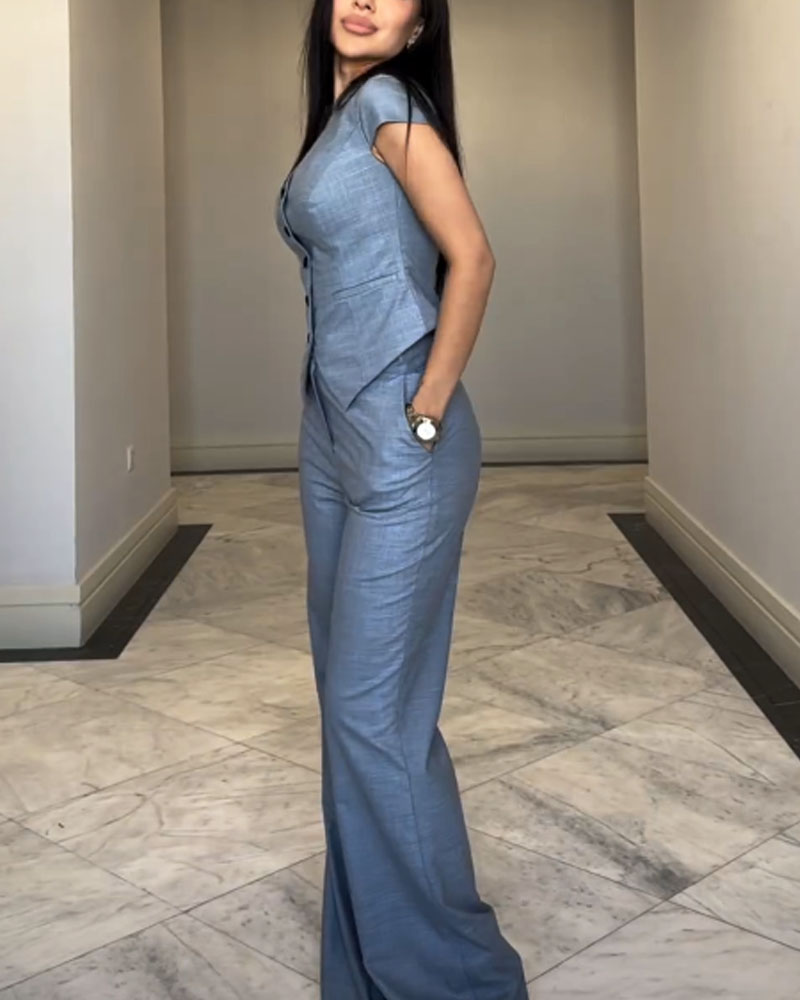 Laura™ Leinen-Blusen- und Hosen-Set