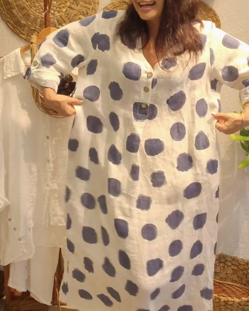 Stella™ – Lässiges lockeres langärmliges Kleid mit Punkten