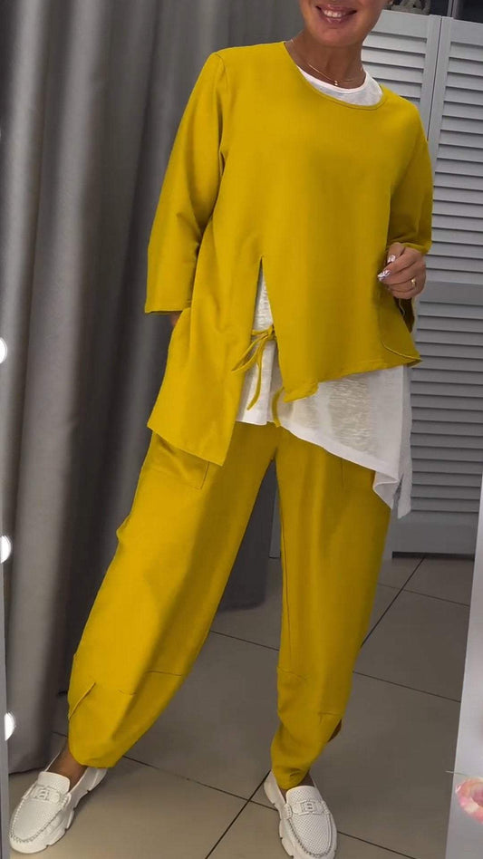 Livia™ Set aus Oberteil und Hose mit Rundhalsausschnitt für Damen