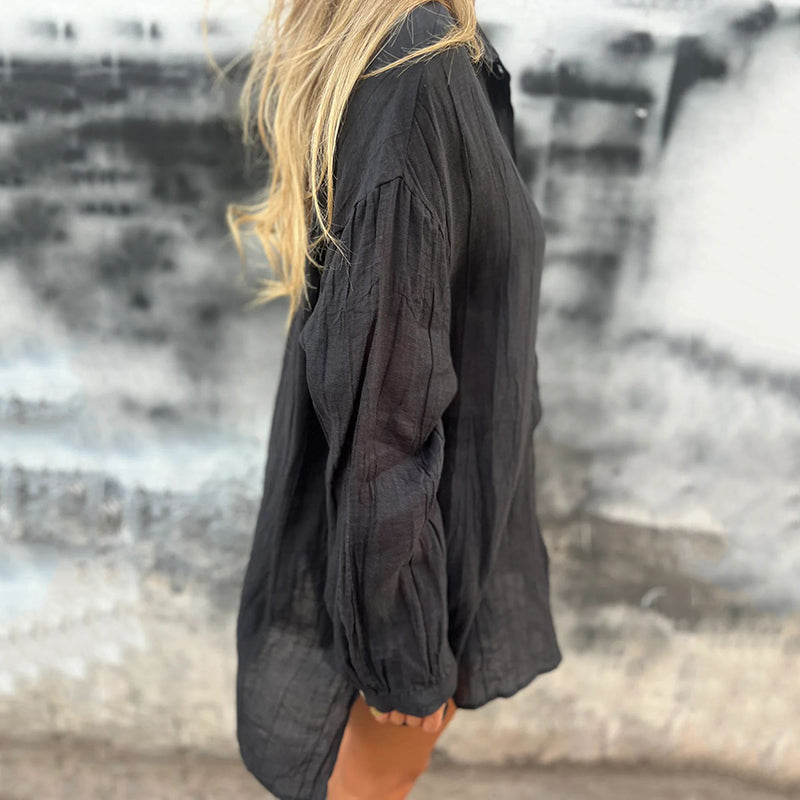 💖Zeitlich begrenzter Ausverkauf – 50 % Rabatt💖Übergroßes Button-Down-Hemd aus Leinen für Damen